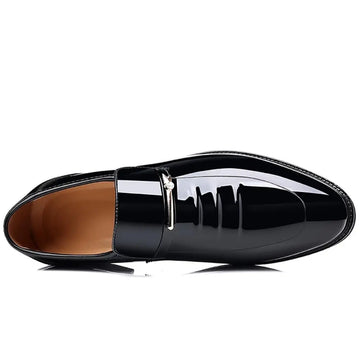 Xajzpa Mens Dress Shoes Formal Business Oxford High Gloss Patent Slip On Loafers Comfortable Casual Driving Boat Shoe For Men